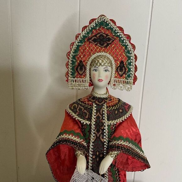 Vintage Antique 11" Russian Handmade Traditional Porcelain Folk Art Costume Doll - Picture 2 of 10